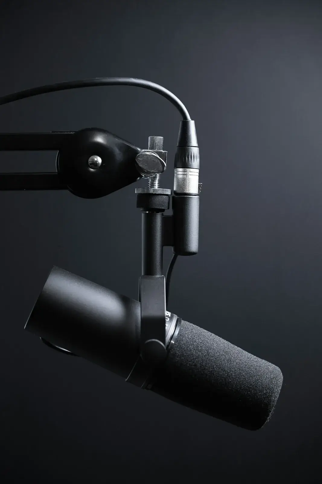 Microphone on a boom arm